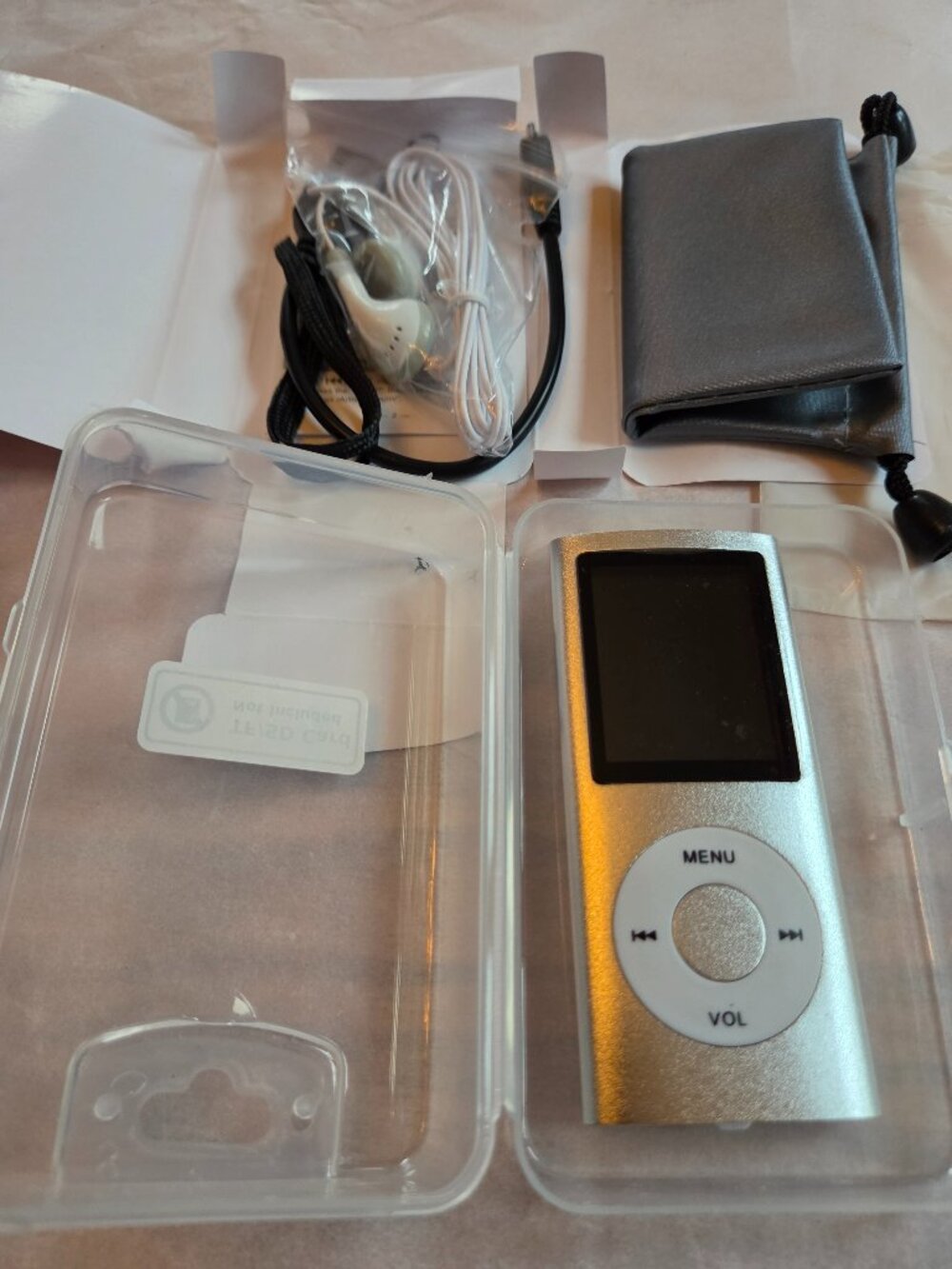 Curear Silver Mini Palm Size Multimedia Player with Ear Buds-NEW